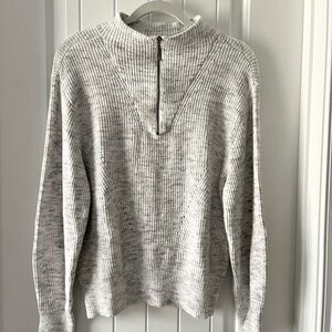 Light Gray Ribbed Knit Sweater